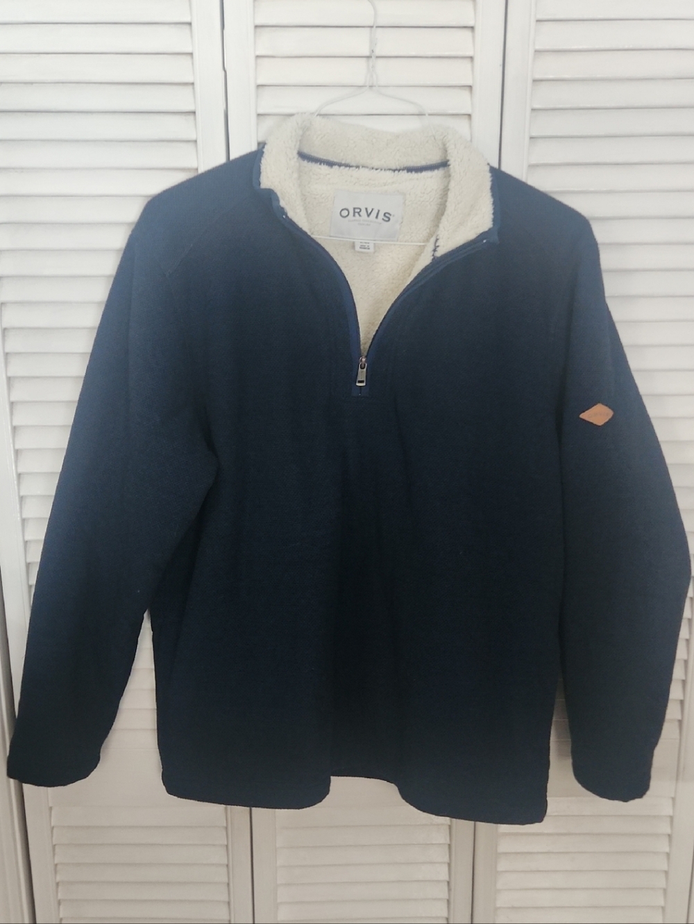 Orvis Navy Sherpa-Lined Quarter-Zip Pullover